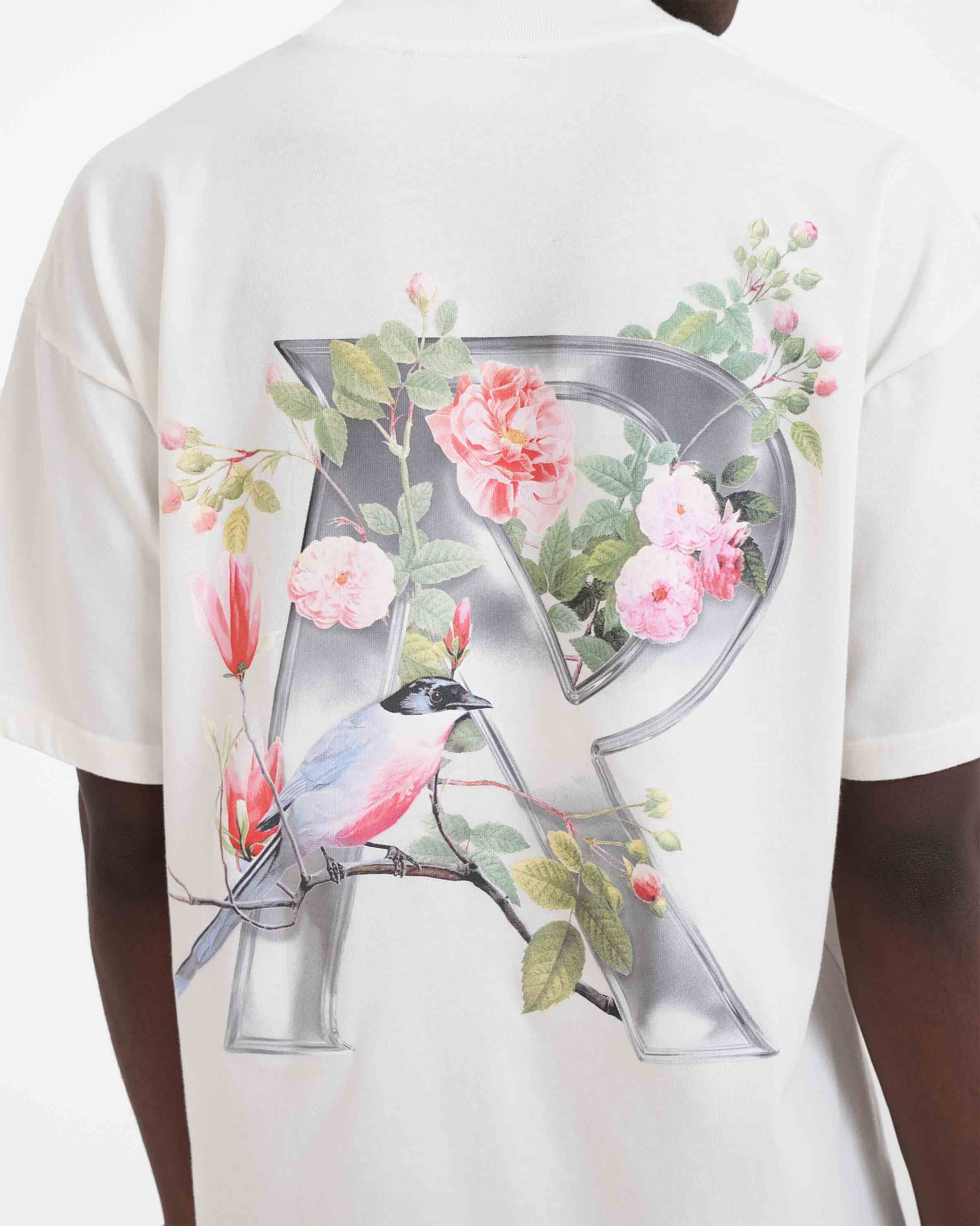 Floral Initial T-Shirt - Flat White